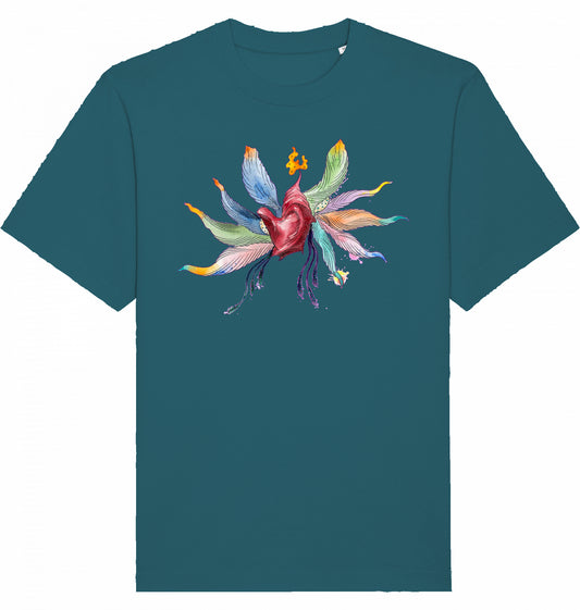Heart Floral Heavyweight Unisex T-Shirt aus Bio-Baumwolle | J'LŶA