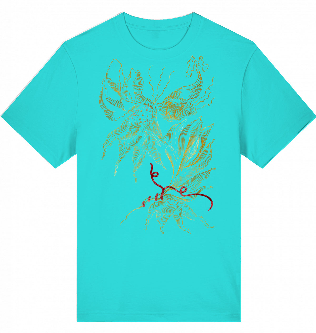 Golden Floral Outlines Relaxed Unisex-T-Shirt | J'LŶA