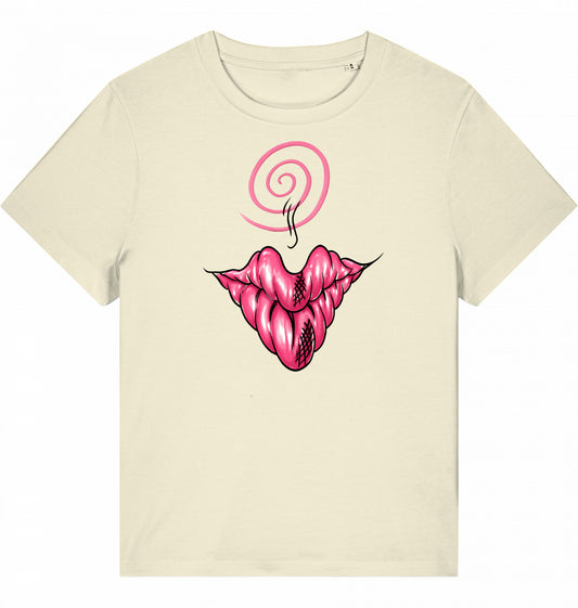 Pink Spiral Lip Damen-T-Shirt aus Bio-Baumwolle