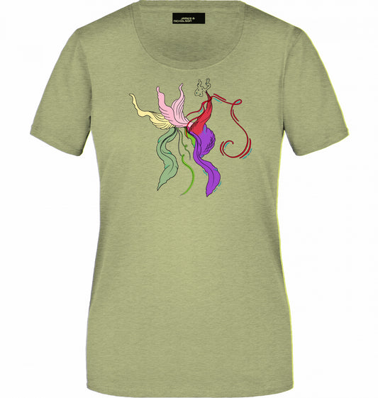 J2 Floral leicht tailliertes T-Shirt aus Baumwolle | J’LŶA