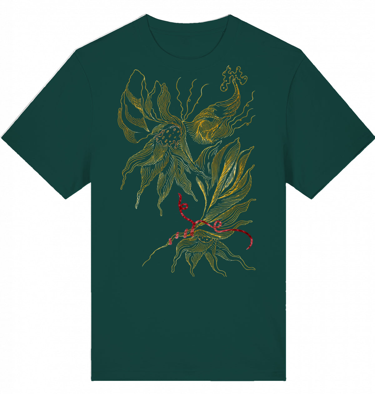 Golden Floral Outlines Relaxed Unisex-T-Shirt | J'LŶA