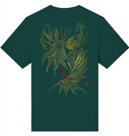 Golden Floral Outlines Relaxed Unisex-T-Shirt | J'LŶA