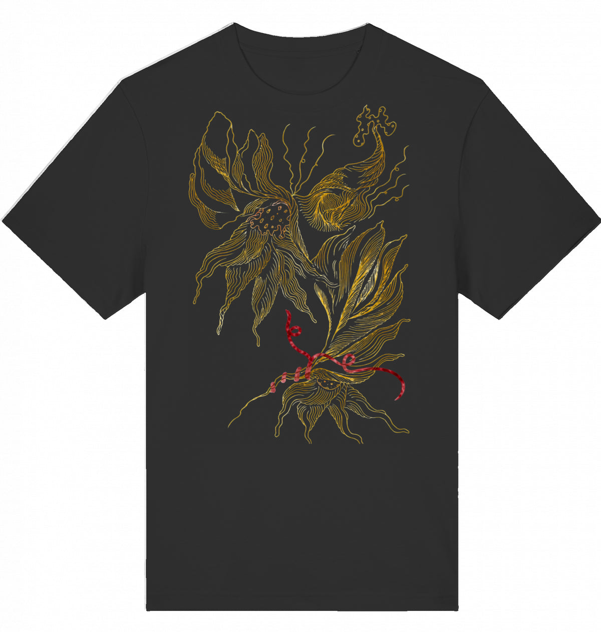 Golden Floral Outlines Relaxed Unisex-T-Shirt | J'LŶA