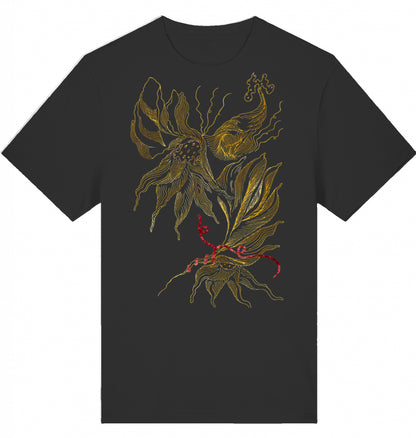 Golden Floral Outlines Relaxed Unisex-T-Shirt | J'LŶA