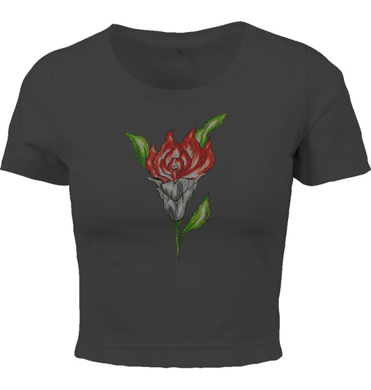 Rose Grey Lip Cropped-T-Shirt aus Baumwollmix
