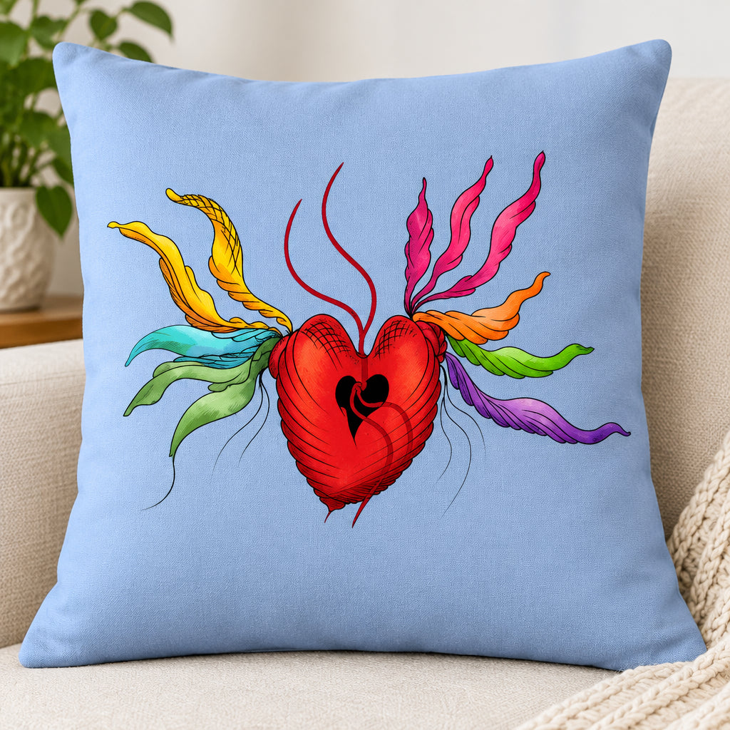 Heart Rainbow Floral Dekokissen | J’LŶA
