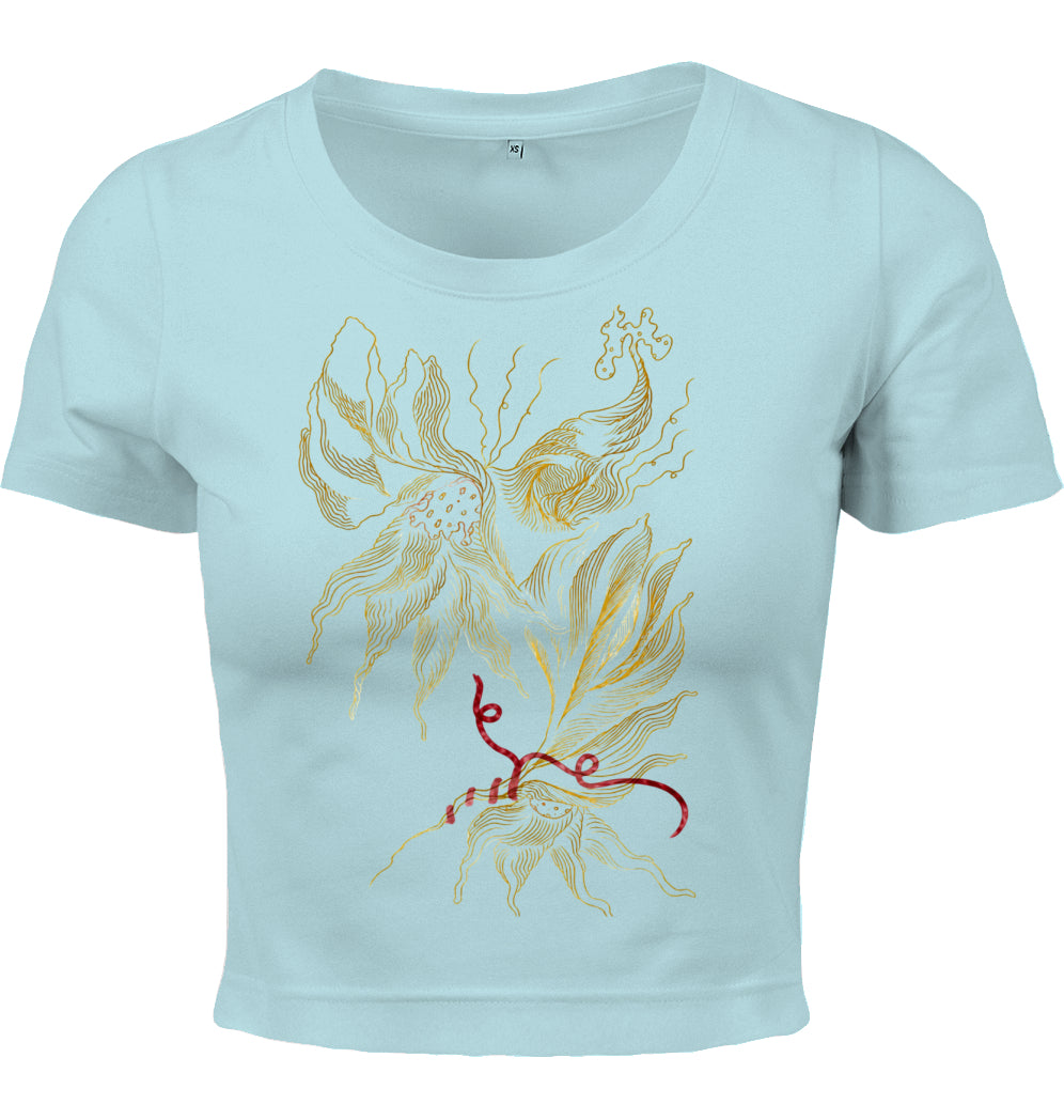 Golden Floral Outlines Cropped T-Shirt | J'LŶA