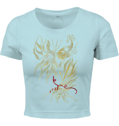 Golden Floral Outlines Cropped T-Shirt | J'LŶA