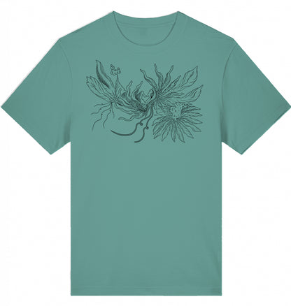 Heart Floral Thread Relaxed Unisex T-Shirt | J'LŶA