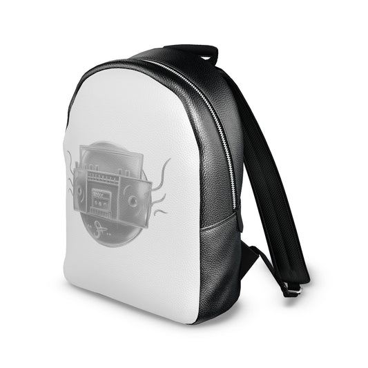 Designer Leder-Rucksack Vintage Boombox Sketch | J'LŶA Art & Fashion