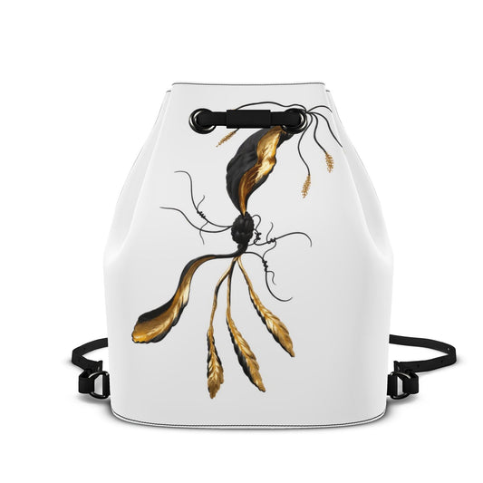 Designer Leder-Rucksack mit Kordelzug Black Gold Dreamcatcher | J'LŶA Art & Fashion