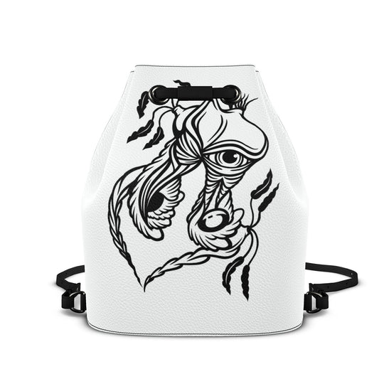 Designer Leder-Rucksack mit Kordelzug All Seeing Eye Dark Art | J'LŶA Art & Fashion