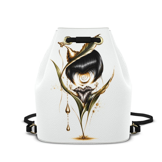 Designer Leder-Rucksack mit Kordelzug Golden Forest Witch | J'LŶA Art & Fashion