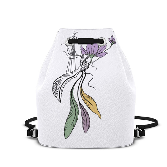 Designer Leder-Rucksack mit Kordelzug Magnolia Dreamcatcher Sketch | J'LŶA Art & Fashion