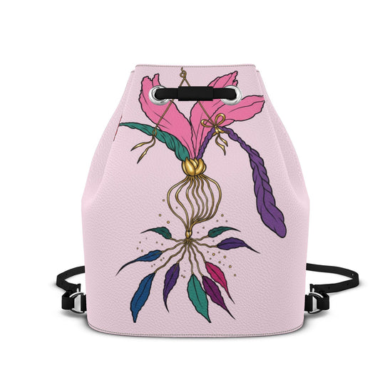 Designer Leder-Rucksack mit Kordelzug Botanical Talisman | J'LŶA Art & Fashion