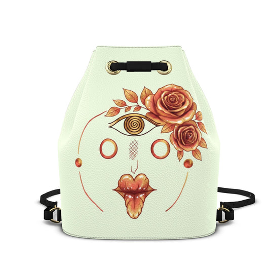 Designer Leder-Rucksack mit Kordelzug Golden Rose Oracle | J'LŶA Art & Fashion