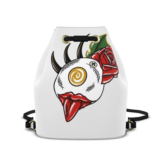 Designer Leder-Rucksack mit Kordelzug Voodoo Rose Tattoo | J'LŶA Art & Fashion