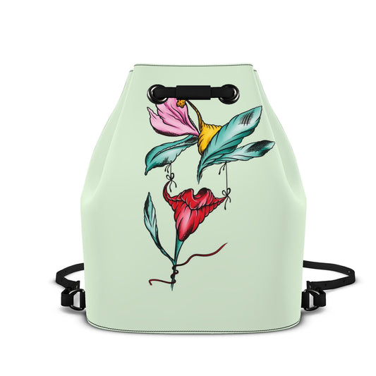Designer Leder-Rucksack mit Kordelzug Botanical Sketch | J'LŶA Art & Fashion