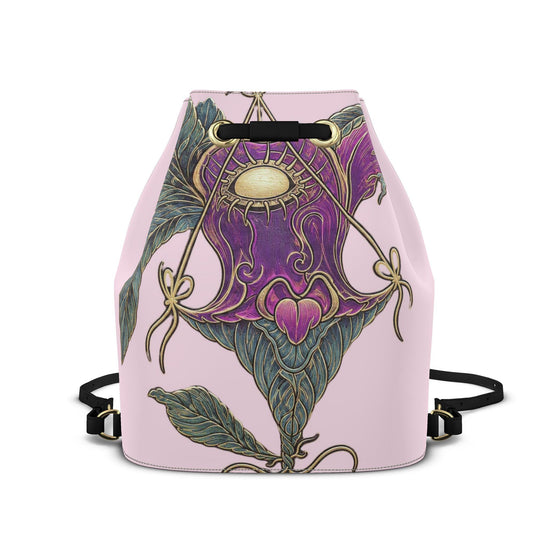 Designer Leder-Rucksack mit Kordelzug Art Nouveau Mystic Bloom | J'LŶA Art & Fashion