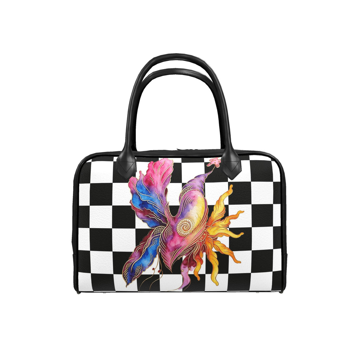 Reisetasche Black&White Floral Spiral | J'LŶA