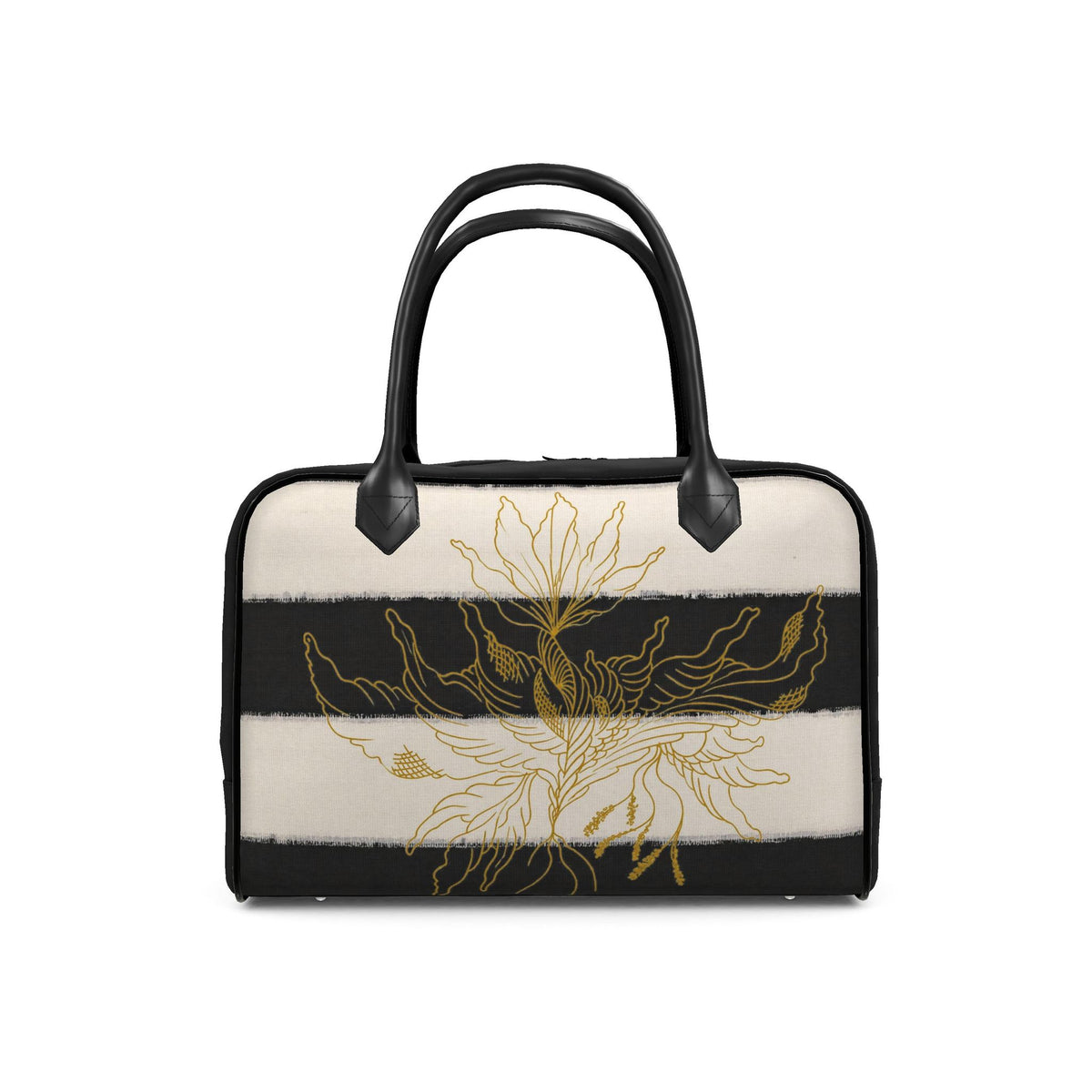 Black & White Golden Floral Designer-Reisetasche | J'LŶA