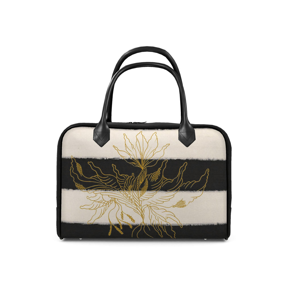 Black & White Golden Floral Designer-Reisetasche | J'LŶA