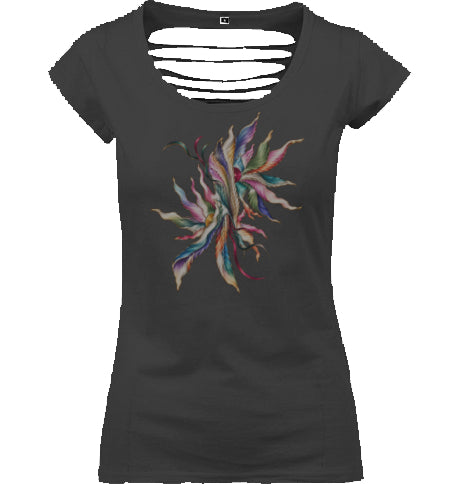 Crazy Floral Back-Cut T-Shirt mit offenem Rücken | J’LŶA