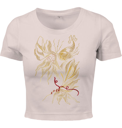 Golden Floral Outlines Cropped T-Shirt | J'LŶA