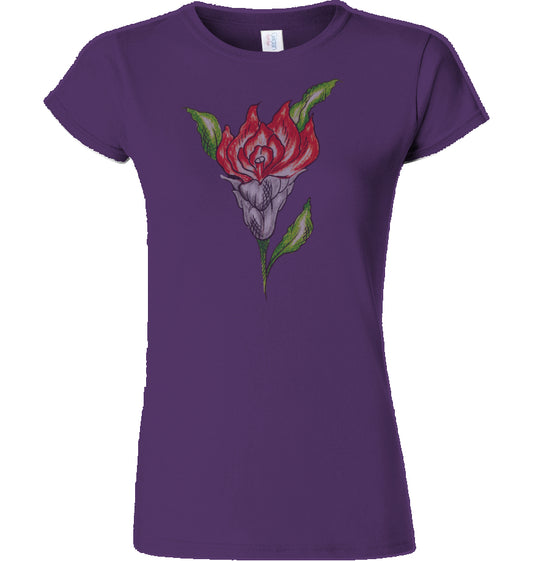 Rose Joker Lips Damen-T-Shirt aus Baumwolle