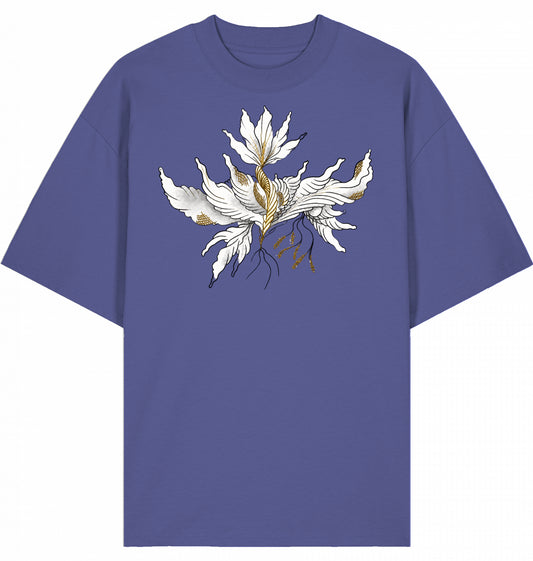 Black & White Floral Gold Oversized Bio-Shirt | J'LŶA