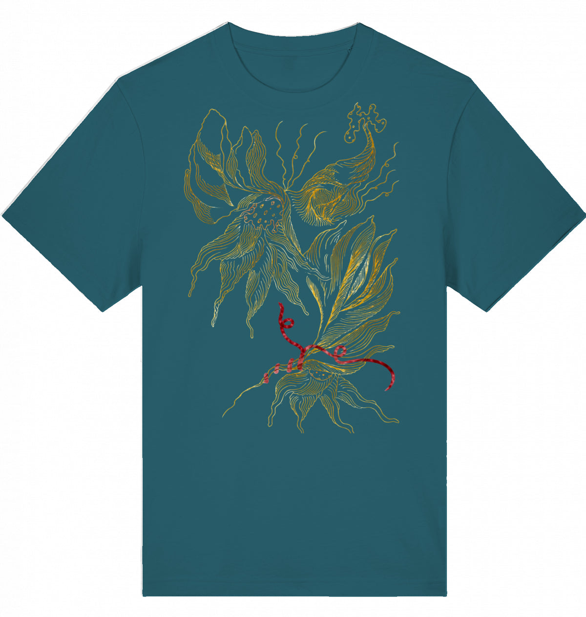 Golden Floral Outlines Relaxed Unisex-T-Shirt | J'LŶA