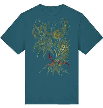 Golden Floral Outlines Relaxed Unisex-T-Shirt | J'LŶA