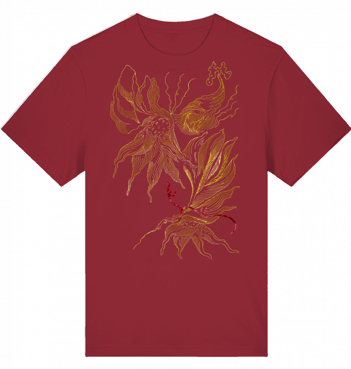 Golden Floral Outlines Relaxed Unisex-T-Shirt | J'LŶA