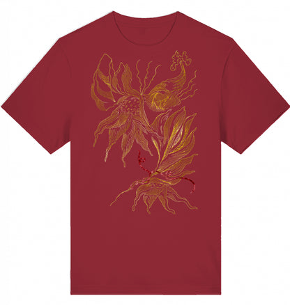 Golden Floral Outlines Relaxed Unisex-T-Shirt | J'LŶA
