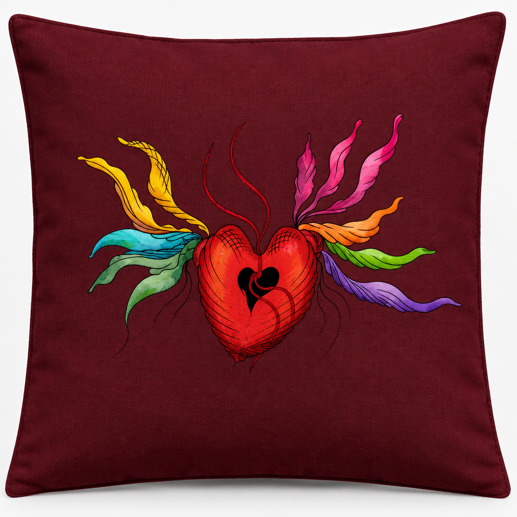 Heart Rainbow Floral Dekokissen | J’LŶA