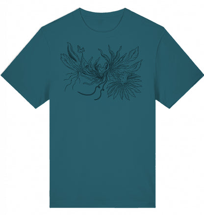 Heart Floral Thread Relaxed Unisex T-Shirt | J'LŶA