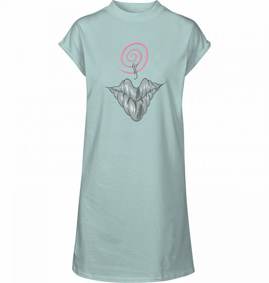 Pink Spiral Lips T-Shirt-Kleid aus Baumwolle
