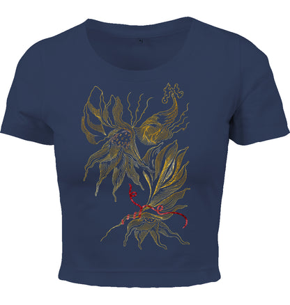 Golden Floral Outlines Cropped T-Shirt | J'LŶA