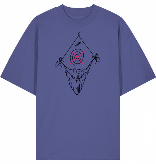 X-Spiral Joker Lips Oversized Unisex-T-Shirt mit Stehkragen