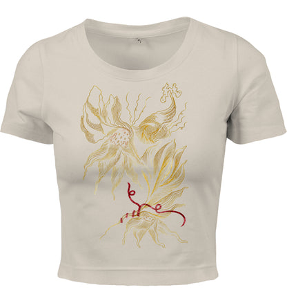 Golden Floral Outlines Cropped T-Shirt | J'LŶA