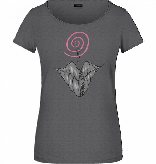 Pink Spiral Lips Damen-T-Shirt aus Bio-Baumwolle