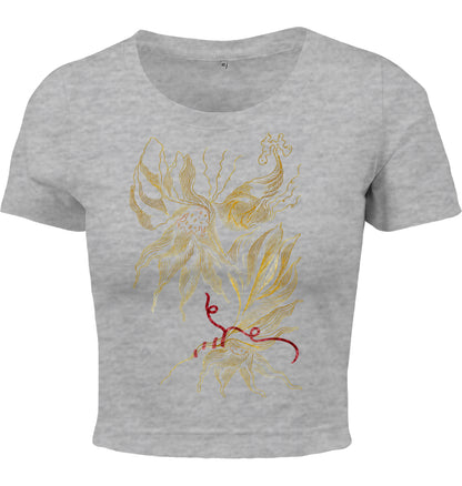 Golden Floral Outlines Cropped T-Shirt | J'LŶA
