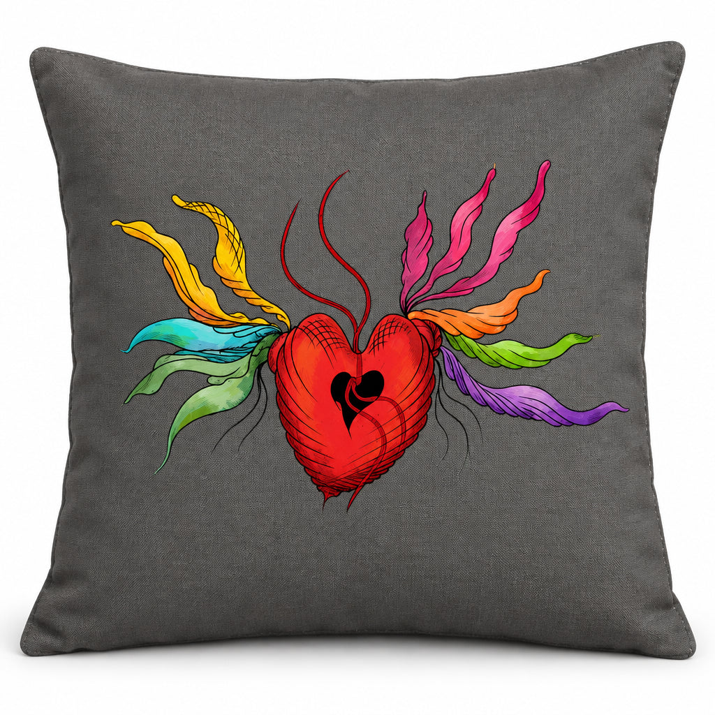Heart Rainbow Floral Dekokissen | J’LŶA