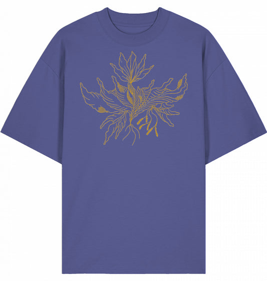 Golden Floral Oversized Bio-Baumwollshirt | J'LŶA