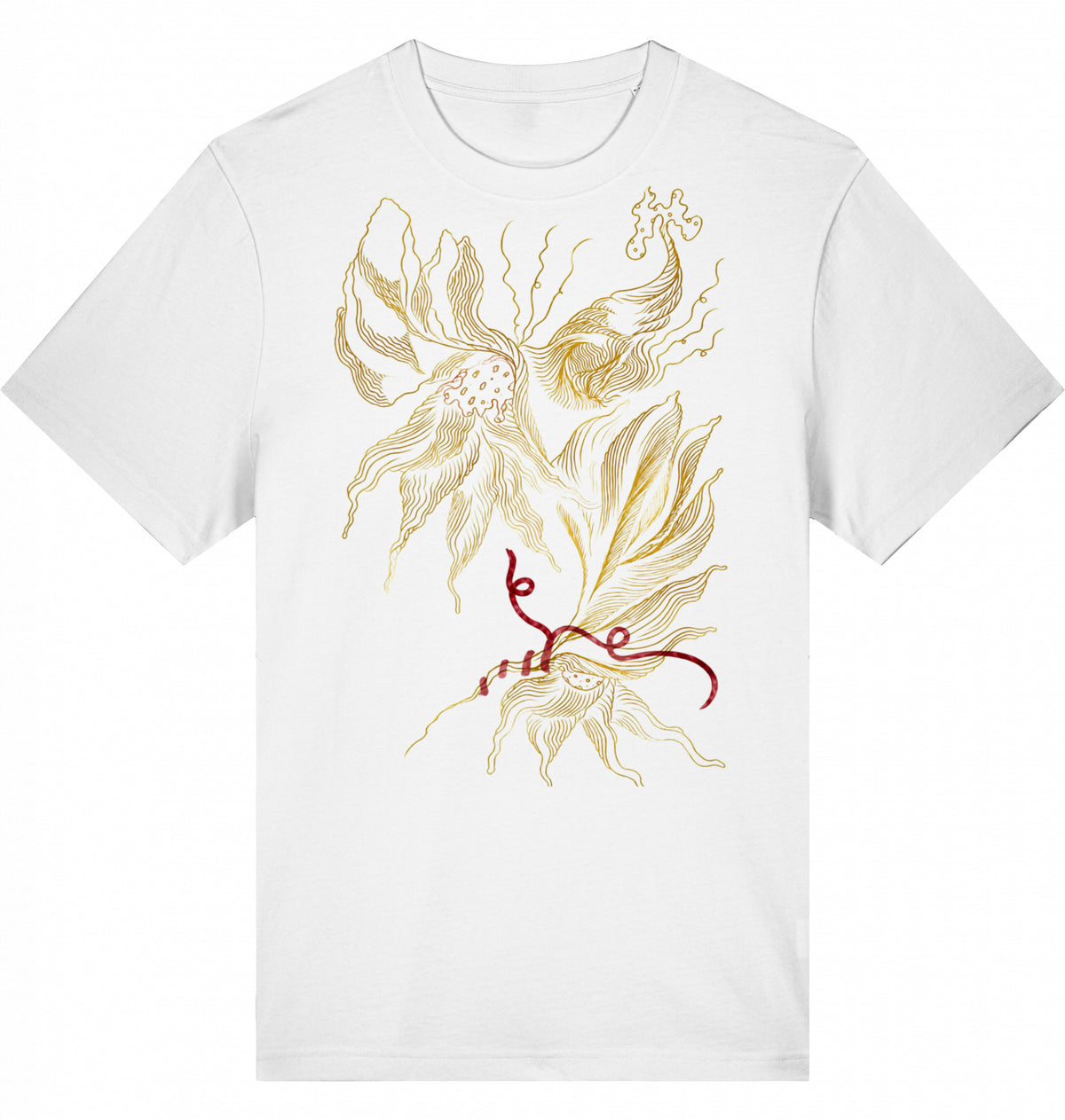 Golden Floral Outlines Relaxed Unisex-T-Shirt | J'LŶA