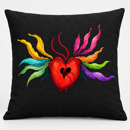 Heart Rainbow Floral Dekokissen | J’LŶA